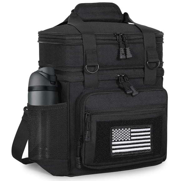 Lonchera GLENKEY Doble Piso Aislada 16L Negra para 20 latas