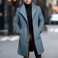 thumbnail image 2 of Men's Woolen Mid-Length Trench Coat, Blue, Size S, 2 of 5