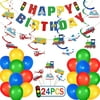 Transportation Birthday Decorations Party Supplies for Kids Boys with Happy Birthday Banner Car Bus Train Plane Ship Traffic Light Garland and Hanging Decorations