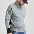 thumbnail image 5 of IROINNID Men's Sweater Turtleneck Long Sleeve Jumper Mid-Length Solid Color Knit Pullover Autumn Winter Patchwork Sweater Top Blouse, 5 of 8