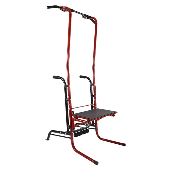 Stamina X AMRAP Power Tower Dip Stand with Adjustable Plyo Box, Red