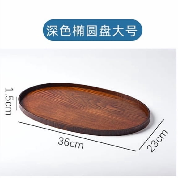 suxuMhao Dark Brown Oval Acacia Wood Tray-1 Pack 14.1in × 9in × 0.59in ,Christmas Serving Tray,Trays for Coffee Table, Party Trays,Wooden Food Serving Tray, Decorative Serving Platters