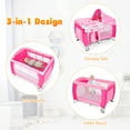 thumbnail image 6 of Costway Foldable Baby Crib Playpen Travel Infant Flat Bassinet Bed Mosquito Net Music with Bag Pink, 6 of 11