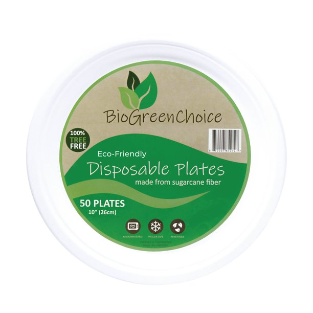 BioGreenChoice 10 inch EcoFriendly Disposable Paper Plate [50 count