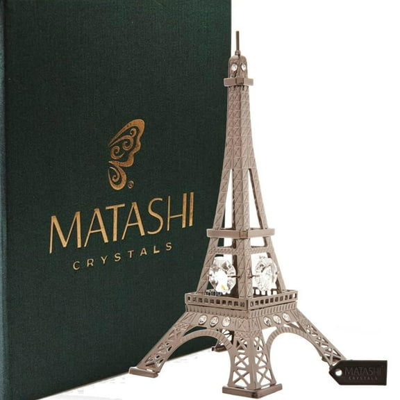 Matashi Gunmetal Grey Crystal Studded Eiffel Tower Ornament
