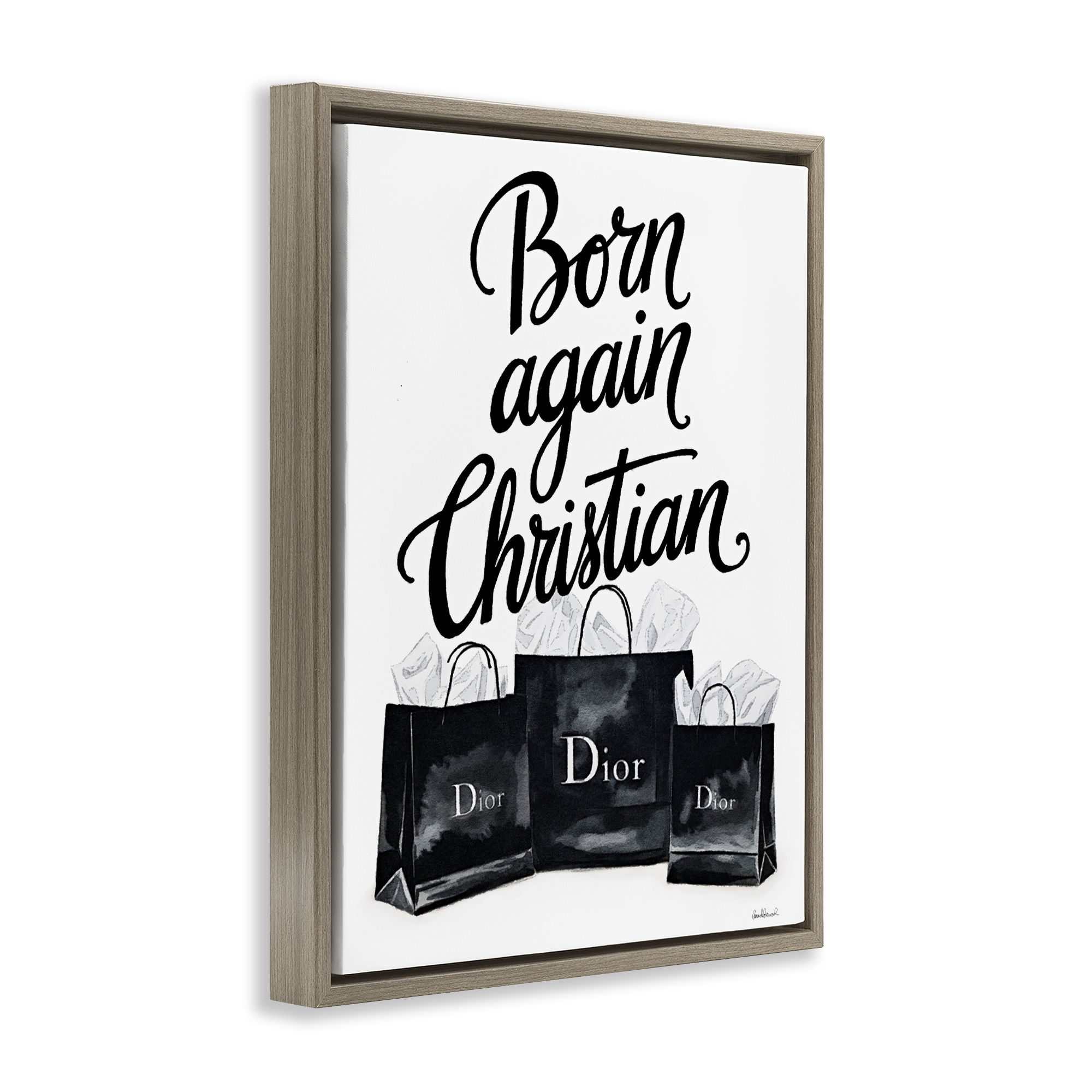 Shopping Born Again Christian Brown Framed Floater Canvas Wall Art, design by Amanda Greenwood