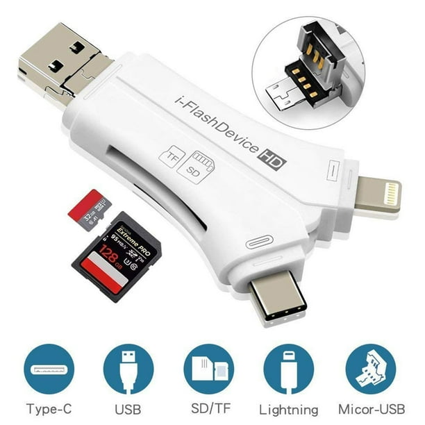 4 In 1 SD Card Reader IOS/Micro USB/USB Typec/USB for IOS & Android