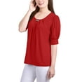 thumbnail image 2 of NY Collection Womens Balloon Sleeve Knit Blouse, Red, Petite, PL, 2 of 4