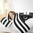 thumbnail image 4 of Feelyou Kawaii Anime Cat Queen Comforter Set for Kids, Cute Kitten Lover Bedding Sets, White Black Lines Reversible Bedding Comforter Set, Luxury Bedroom Decor, 3 Pieces, 4 of 8