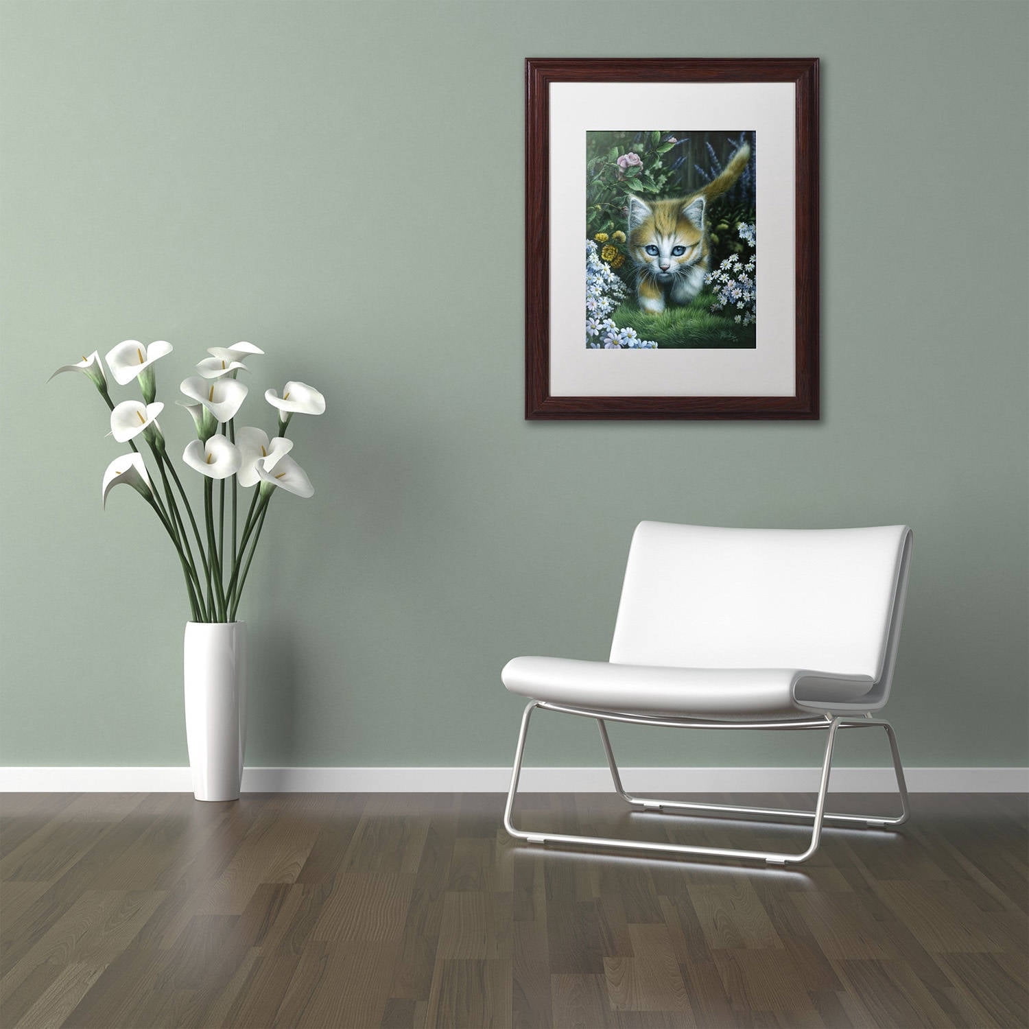 Trademark Fine Art 'Buttercup 2' Canvas Art by Jenny Newland, White Matte, Wood Frame