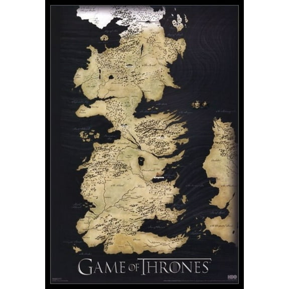 Game of Thrones - Map of Westros - Vertical Laminated & Framed Poster (24 x 36)