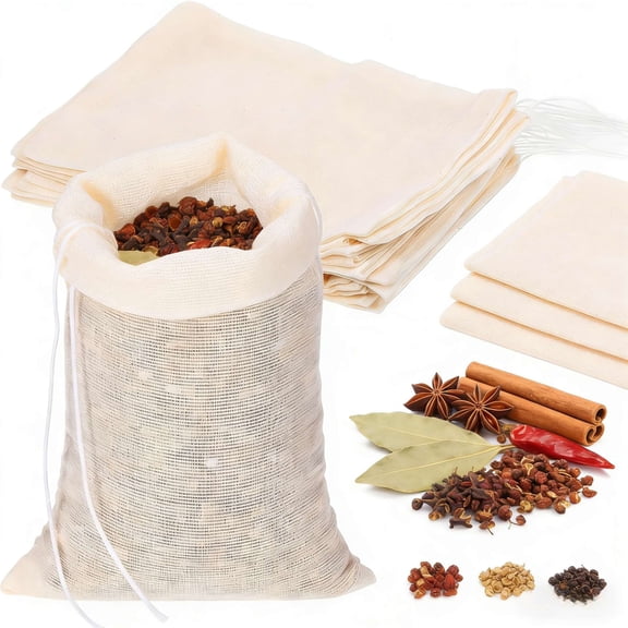 30Pcs Spice Bags for Cooking, 3" x 3.9" Reusable Muslin Bags with Drawstring Tea Filter Bags Cheesecloth Bags for Straining Natural Cotton Sachet(