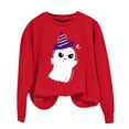 thumbnail image 1 of NMMUED Chandails d'Halloween pour Femmes, T-Shirts Graphiques pour Femmes, T-Shirts d'Halloween pour Femmes, Chandail à Col Rond Surdimensionné pour Femmes, Col Rond d'Halloween, Chandails Graphiques, Rouge P, 1 of 4