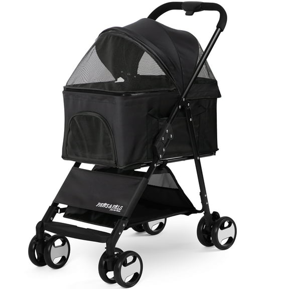 Paws & Pals Pet Stroller 2-in-1 with Detachable Carrier for Travel for Dogs and Cats - 4-Wheel