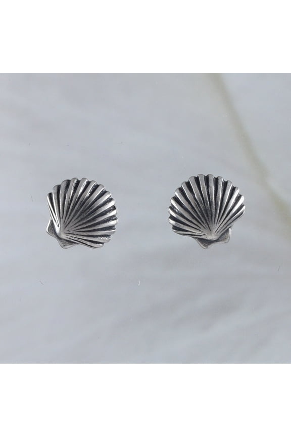 Pretty Hawaiian Seashell Earring, Sterling Silver Sea Shell Stud Earring, E8151 Valentine Birthday Mom Gift, Island Jewelry