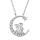 thumbnail image 1 of Collar de cadena con diamantes de imitación, exquisito collar para niña, collar de luna y estrella, 1 of 7