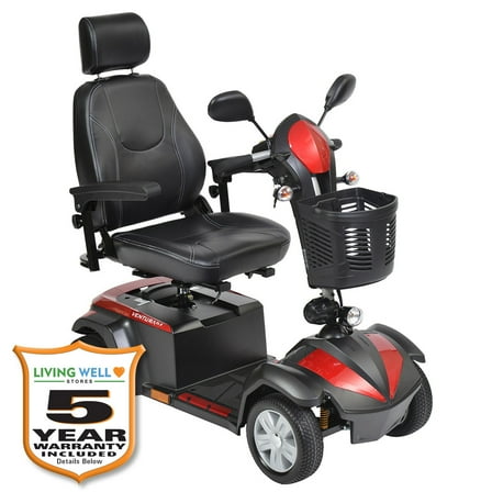 Drive Medical Ventura DLX 4 Wheel Travel Scooter Including 5 Year Extended Warranty (20" Wide Seat)