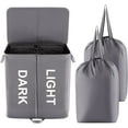 thumbnail image 1 of Lifewit 136L Double Laundry Hamper with Lid and Removable Laundry Bags, Large Divided Hamper, Grey, 1 of 7