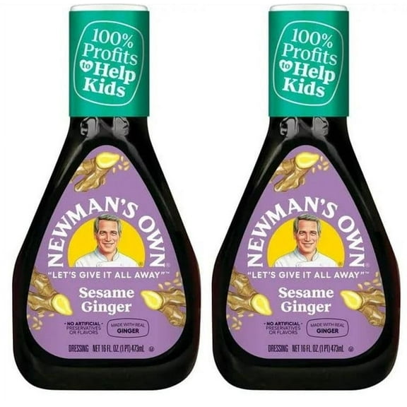 Newman's Own Sesame Ginger Salad Dressing, 16 oz Bottle, Pack of 2