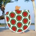 thumbnail image 6 of Matoen Large Round Microfiber Beach Towel Blanket with Tassels, Soft Absorbent Fast Dry, Summer Watermelon Theme (61"), 6 of 8