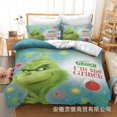 thumbnail image 1 of 3D Bedding Kit Christmas Green Hair Monster Grinch Quilt Cover Series Digital Printing Cartoon Pillowcase Three-piece Set, 1 of 6