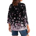 thumbnail image 4 of Women's Floral Print V-Neck Loose Fit 3/4 Sleeve Blouse, Breezy Casual T-Shirt for Spring Gardening or Weekend Errands,Pink S, 4 of 5