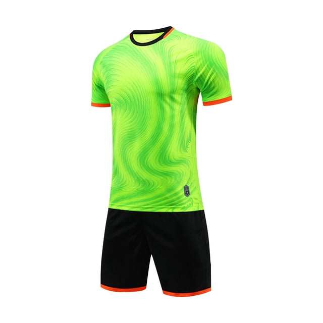 Basketball Suit Set for Kids 4-13 Years , Gradient Design Short Sleeve Top with Elastic Waist Shorts , Sweat Absorbing Side Pockets , Breathable Quick Dry Fabric , Four Season Spor