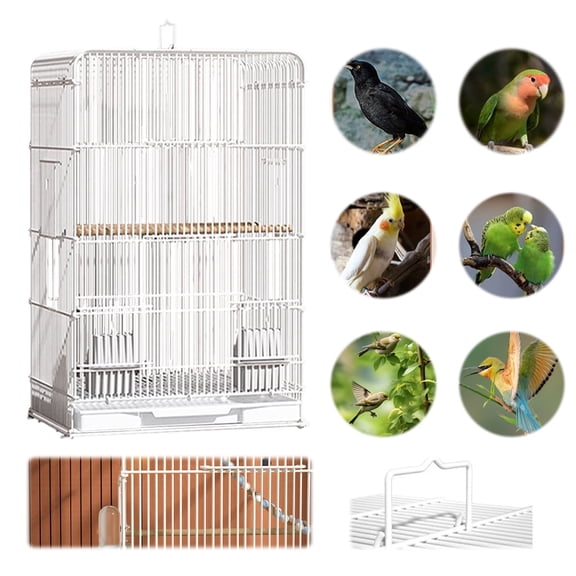 Qiyester Large Portable Parrot Birdcage with Top Handle & Removable Tray for Indoor and Outdoor Bird Feeding