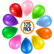 Prextex 125 12" Water Balloons 10 Assorted Bright Rainbow Colors - Bulk Balloons Pack for Water Sports