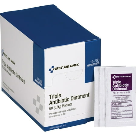First Aid Only Triple Antibiotic Ointment Single Use Packets 50/BX 12700