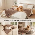 thumbnail image 3 of Waterproof Pet Blanket, Liquid Pee Proof Dog Blankets for Sofa Bed Couch, Reversible Sherpa Fleece Furniture Protector Cover for Small Medium Large Dogs Cats,Khaki X-Large（85" x 57"）, 3 of 4