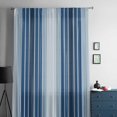 thumbnail image 5 of Navy Blue Ombre Stripe Semi Sheer Curtains Drapes for Living Room, Bedroom, French Doors Window 108 Inches Long, Farmhouse Simple Striped Rod Pocket Chiffon Curtain Drapery Voile Draperies Panel, 5 of 6