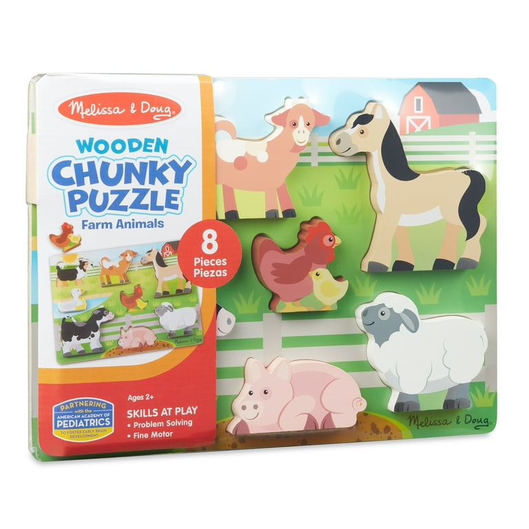 信頼も高い & Melissa Doug Puzzle Chunky Animals Farm 8-Piece Wooden ピアス