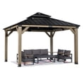 thumbnail image 3 of Aoodor 12' x 12' Outdoor Cedar Wooden Frame Gazebo, 3 of 12