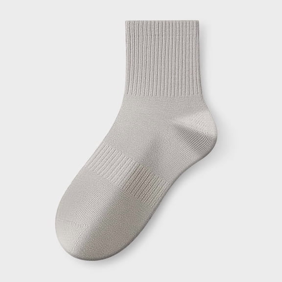Xiao Hua men's cotton socks, 6 pairs of light gray one size fits all summer breathable socks, seamless toe comfort socks, elastic cuffs, business casual ankle socks for office and daily wear