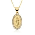 thumbnail image 4 of 14K Yellow Gold Oval Virgen del Valle San Judas Charms Cubic Zirconia Guadalupe Necklace for Women Choker Pendant Diy Jewelry Gift, 4 of 8