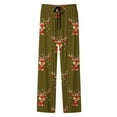 thumbnail image 4 of Christmas Pants Men Elastic Waist Relaxed Fit Casual Pants Bottoms Xmas Reindeer Print Gifts Loose Fit 2025 Winter Men's Sleepwear Pants Army Green L, 4 of 4