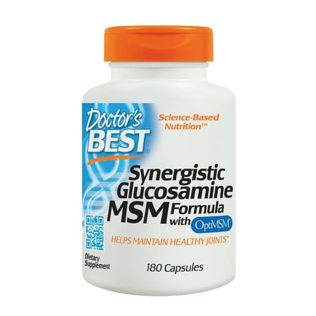 Doctor's Best Synergistic Glucosamine MSM with OptiMSM, Non-GMO, Gluten Free, Soy Free, Joint Support, 180