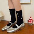 thumbnail image 6 of Elegant Solid Womens Rhinestone Ribbed Socks Summer Spring Girls Calf Socks, 6 of 20