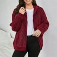 thumbnail image 5 of Women's Casual Fleece Jacket, Full Zip Fuzzy Hooded Jacket, Soft Plush Outerwear, Oversized Winter Coat, Long Sleeve Casual Coat, Warm Loungewear, Pocket Detail Jacket Wine XXL, 5 of 8