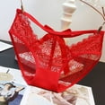 thumbnail image 2 of Gibobby Ropa interior sexy para mujer Tangas con de encaje para mujer, bragas transpirables de cintura con espalda en T, bragas sexis sin con diseño en forma de V(Rojo,M), 2 of 3