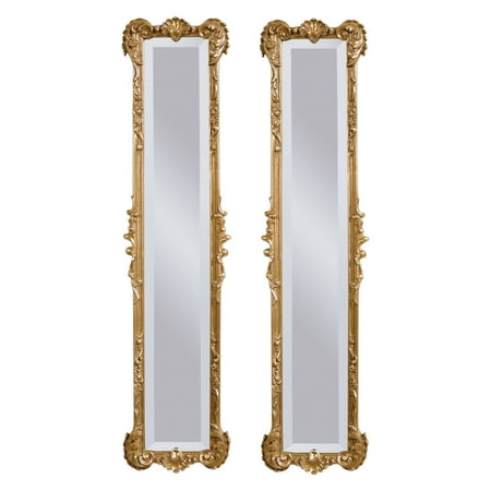 Gold Leaf Finish Set - Set of 2 Antique Gold Leaf Finish Mirrors - 12W x 50H in.