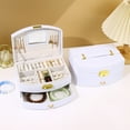 thumbnail image 1 of Organizador de caja de joyas con cerradura - Estuche de almacenamiento para joyas de viaje para anillos, pendientes y collares - Caja de exposición portátil con asa para mujeres, 1 of 6
