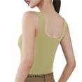 thumbnail image 5 of Workout Tops for Women Solid Color Chest Vest Suspender Wide Shoulder Strap Base Cup Bra Underwear Long Top Anti Glazing Sleeveless Vest, 5 of 6
