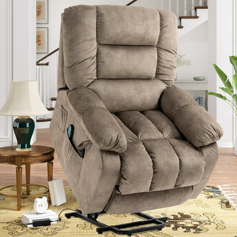Multifunctional Massage Rocking Chair, Leather Lounge Chair with Heat, Vibration Function, Comfy Glider Rocker with Adjustable Footrest, Electric Mass