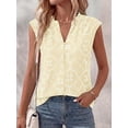 thumbnail image 2 of BTFBM Womens Summer Tops Dressy Casual Floral Eyelet Sleeveless Button Down Shirts Boho Beach Vacation Outfits, 2 of 7