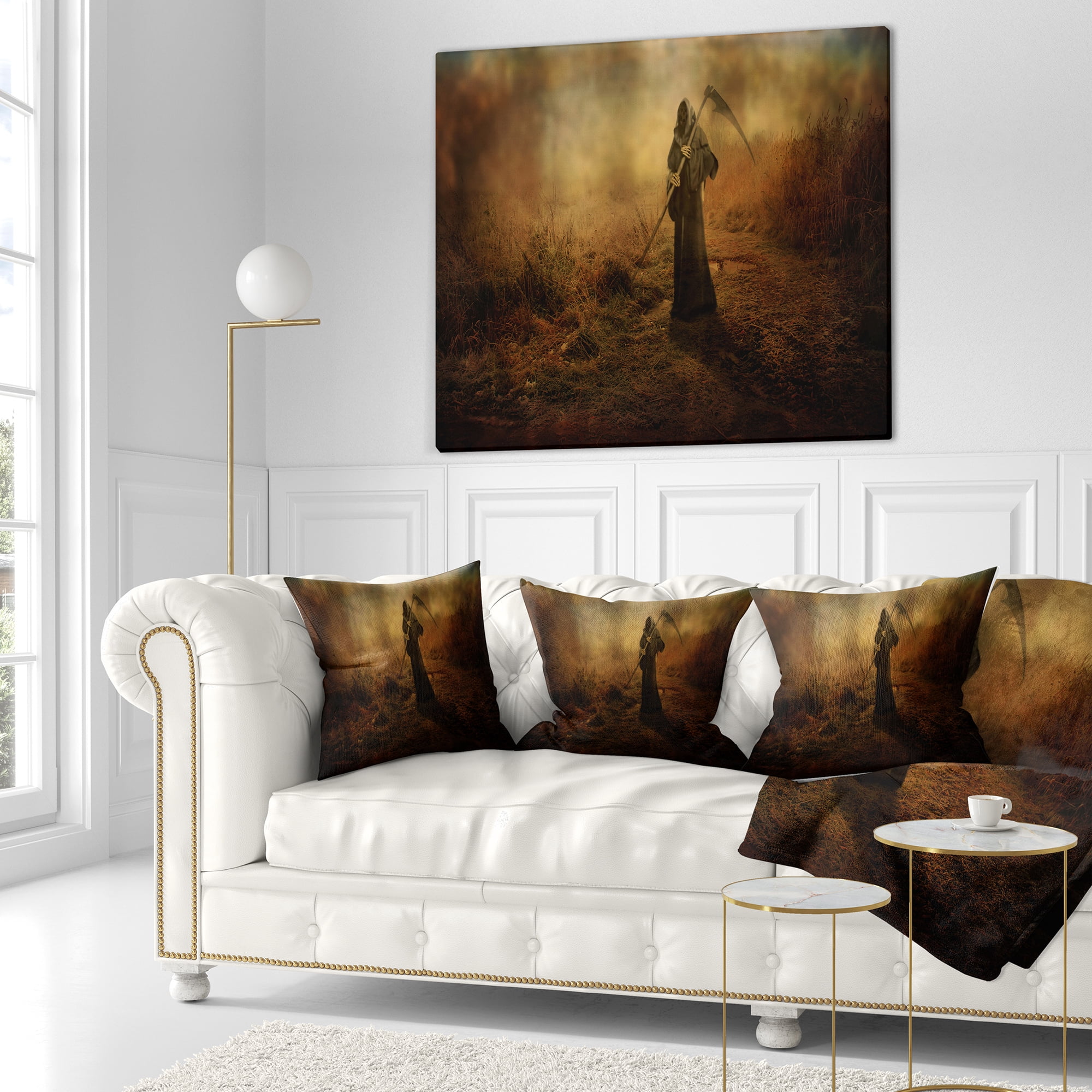 Designart Unexpected Death - Abstract Throw Pillow - 18x18