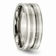thumbnail image 4 of Two-Tone Titanium Ring Band Wedding Sterling Silver, 4 of 6