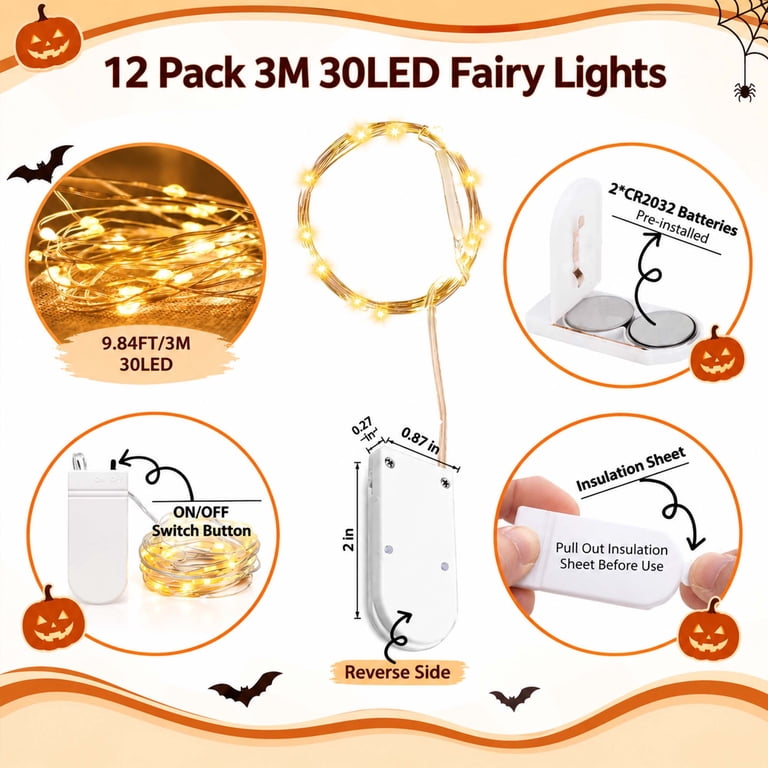 Warm White Fairy String Lights Battery Operated 12 Pack photo 5