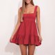 thumbnail image 4 of Vestido de mujer con dobladillo con volantes y lazo en la espalda, cintura alta, sin espalda, sin mangas, color puro, vestido de verano, 4 of 6